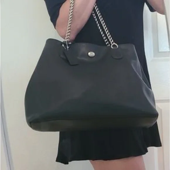 Coach Black Tote with Chain Straps - Picture 2 of 10